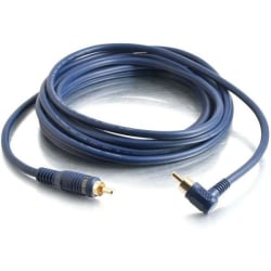 C2G Velocity 12ft Velocity Right Angled Subwoofer Cable - Subwoofer cable - RCA male to RCA male - 12 ft - STP - blue - right-angled connector