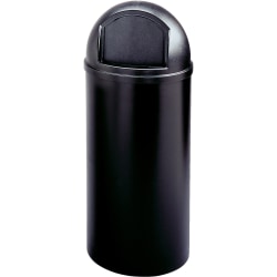 Rubbermaid® Marshal Round Polyethylene Classic Waste Container, 15 Gallons, 36 1/2"H x 15 1/2"W x 15 1/2"D, Black