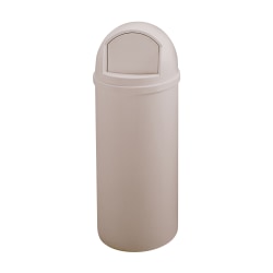 Rubbermaid® Marshal Round Polyethylene Trash Container, 42" x 18", 25 Gallons, Beige
