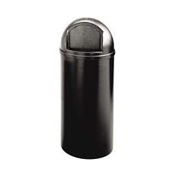 Rubbermaid® Marshal Round Polyethylene Classic Waste Container, 25 Gallons, 42"H x 18"W x 18"D, Black