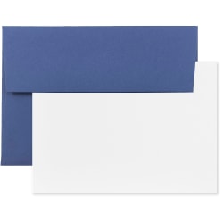 JAM Paper® Stationery Set, 4 3/4" x 6 1/2", Presidential Blue/White, Set Of 25 Cards And Envelopes
