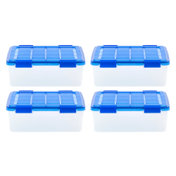 Iris Ultimate Weathertight Storage Boxes, 19-3/4"L x 16-3/16"W x 10-1/4"H, 26.5 Qt, Clear, Set Of 4 Boxes
