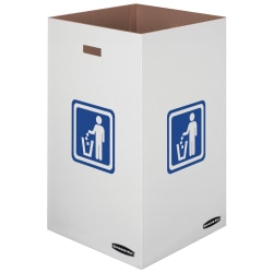 Bankers Box® Waste And Recycling Bins, Extra Large Size, 30" x 18" x 18", 50% Recycled, White/Blue, Pack Of 10