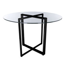 Eurostyle Legend Round Dining Table, 30"H x 36"W x 36"D, Matte Black/Clear