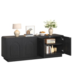 Bestier Arched Bookshelf with LED Lighting and 2 Storage Drawers, Display Bookcase with Adjustable Shelves, Black
