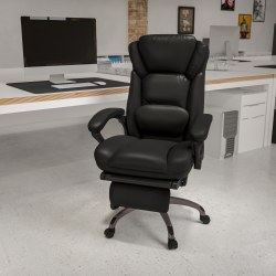 Flash Furniture Ergonomic LeatherSoft High-Back Executive Reclining Swivel Task Chair, Black