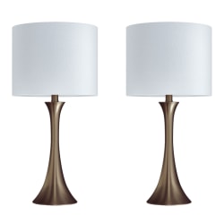 LumiSource Lenuxe Contemporary Table Lamps, 24-1/4"H, Off-White/Golden Bronze, Set Of 2 Lamps