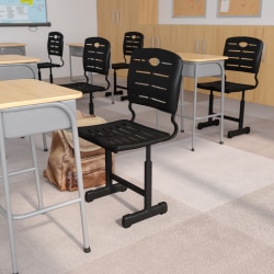 Flash Furniture Adjustable Pedestal Frame Student Chair, Black