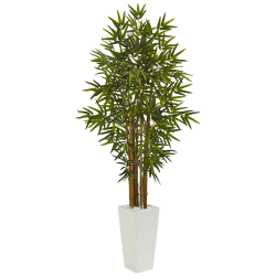 Nearly Natural Bamboo 60"H Artificial Tree With Tower Planter, 60"H x 30"W x 30"D, Green