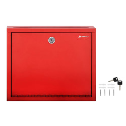 Alpine AdirOffice Large Size Steel Multi-Purpose Drop Box, 10"H x 12"W x 3"D, Red