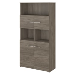 Bush Business Furniture Office 500 70"H 5-Shelf Bookcase With Doors, Modern Hickory, Standard Delivery