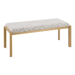 LumiSource Fuji Contemporary Fabric Bench, Gray Leopard/Gold