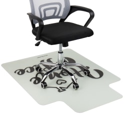 Mind Reader 9-to-5 Office Chair Mat With Lip And Anti-Skid Carpet Gripper, 47-1/4" x 35-1/2, "Home Office" Design, Clear/Black