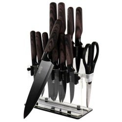 Soho Lounge 13-Piece Cutlery Set With Acrylic Knife Stand, Brown
