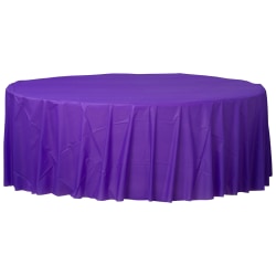 Amscan 77017 Solid Round Plastic Table Covers, 84", Purple, Pack Of 6 Covers