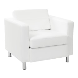 Office Star™ Ave Six Pacific Faux Leather Arm Chair, Snow