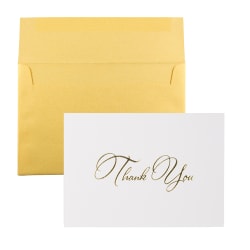 JAM Paper® Thank You Card Set, Gold Stardream with Gold Script, Set Of 25 Cards And 25 Envelopes