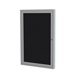 Ghent Traditional Enclosed 1-Door Fabric Bulletin Board, 36" x 24", Black, Satin Aluminum Frame