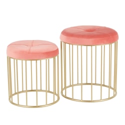 LumiSource Canary Nesting Ottomans, Gold/Pink, Set Of 2 Ottomans