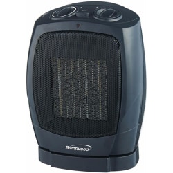 Brentwood H-C1601 1500-Watt Portable Ceramic Space Heater And Fan, 10"H x 8-1/2"W, Black