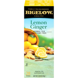 Bigelow Lemon Ginger Herbal Tea, 2.3 Oz, Pack Of 28 Tea Bags