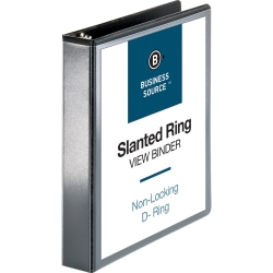 Business Source Basic View 3-Ring Binder, 1 1/2" D-Rings, Black