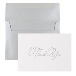 JAM Paper® Thank You Card Set, Silver Stardream with Silver Script, Set Of 25 Cards And 25 Envelopes