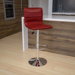 Flash Furniture Contemporary Adjustable Bar Stools, Burgundy Vinyl/Chrome Frame