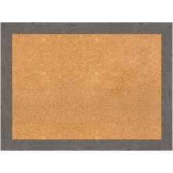 Amanti Art Non-Magnetic Cork Bulletin Board, 31" x 23", Natural, Rustic Plank Gray Narrow Plastic Frame