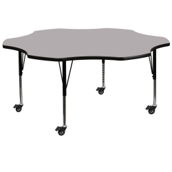 Flash Furniture Mobile Height Adjustable Thermal Laminate Flower Activity Table, 25-3/8"H x 60''W, Gray
