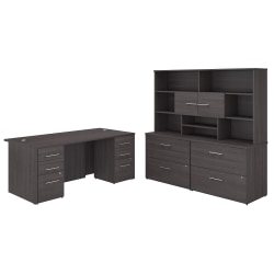 Bush Business Furniture Office 500 72"W Executive Computer Desk With Lateral File Cabinets And Hutch, Storm Gray, Standard Delivery