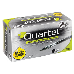 Quartet® EnduraGlide® Dry-Erase Markers, Fine, Black, Pack Of 12