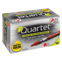Quartet® EnduraGlide® Dry-Erase Markers, Chisel, Red, Pack Of 12