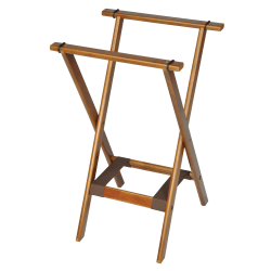 CSL Deluxe Wood Tray Stands, 30"H x 18-1/2"W x 17"D, Dark Finish/Brown Bottom Straps, Set Of 4 Stands