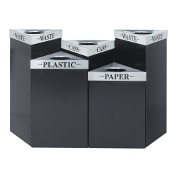 Safco® Trifecta Steel Receptacle Base, 15 Gallons, 26" x 19 1/2" x 19 1/2", Black