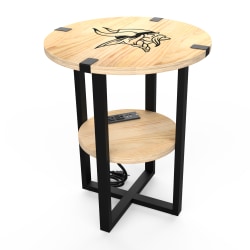 Imperial NFL Wood Round Side Table With Charger, 22"H x 18"W x 18"D, Minnesota Vikings