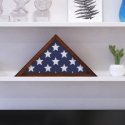 Flash Furniture Sheehan Memorial Flag Display Case, 12-1/2"H x 17-1/2"W x 3"D, Rustic Brown