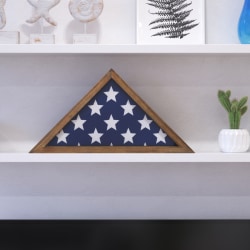 Flash Furniture Sheehan Memorial Flag Display Case, 12-1/2"H x 25"W x 3-3/4"D, Weathered Brown