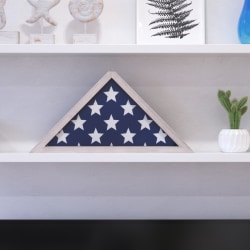 Flash Furniture Sheehan Memorial Flag Display Case, 12-1/2"H x 25"W x 3-3/4"D, White Wash