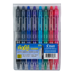 Pilot® FriXion® Clicker Ball Erasable Gel Pens, Fine Point, 0.7 mm, Assorted Barrel Colors, Assorted Ink Colors, Pack Of 8 Pens