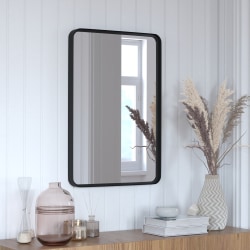 Flash Furniture Janinne Rectangular Decorative Wall Mirror, 30"H x 20"W x 2"D, Black
