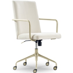 Elle Décor Giselle Modern Ergonomic Fabric Mid-Back Home Office Desk Chair, French Cream/Gold