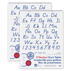 Pacon Chart Tablets, 24" x 32", 2" Ruled, 25 Sheets, D'nealian Manuscript Cover, Pack Of 2 Tablets