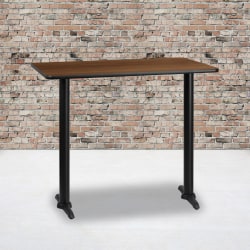 Flash Laminate Rectangular Table Top With Bar-Height Table Bases, Walnut/Black