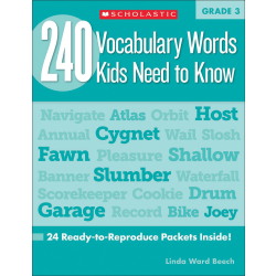 Scholastic 240 Vocabulary Words Kids Need To Know, Grade 3