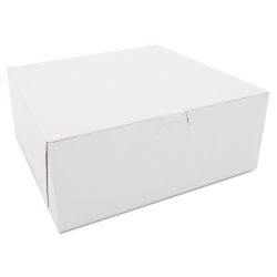 SCT® 1-Piece Non-Window Bakery Boxes, 4"H x 10"W x 10"D, White, Carton Of 100 Boxes
