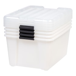 Iris® Latching Storage Boxes, 11.25 Gallon, Pearl, Set Of 4 Boxes