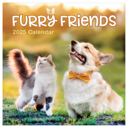 2025 TF Publishing Monthly Wall Calendar, 12" x 12", Furry Friends, January 2025 To December 2025