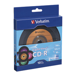 Verbatim® Digital Vinyl CD-R Bulk Box, Assorted Colors, Pack Of 10