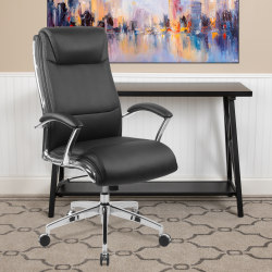 Flash Furniture Faux Leather High-Back Designer Smooth Executive Office Chair, Black